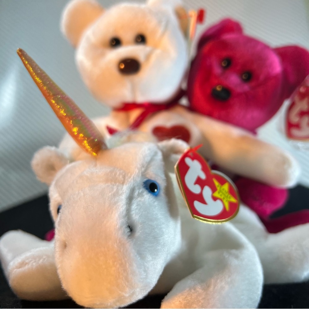 Valentino/Valentina Riding a Mystic Unicorn | 3 TY Beanie Baby Bundle|Tag Errors